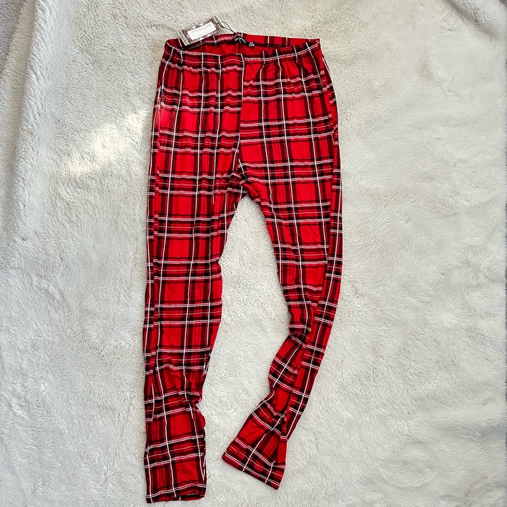 Red tartan plus size leggings